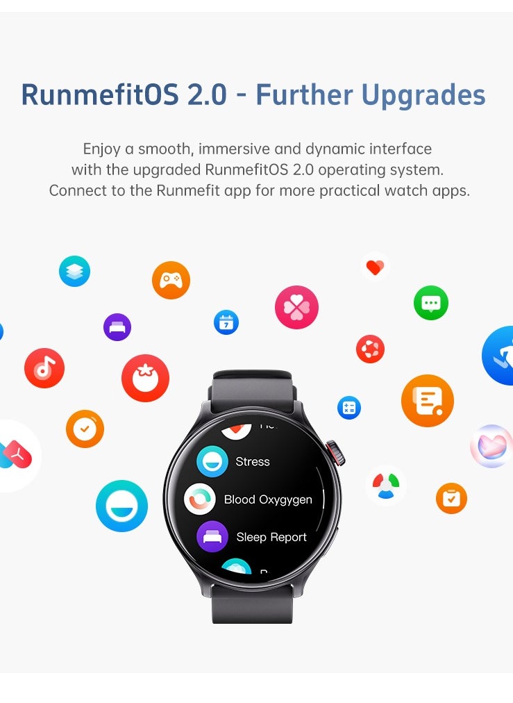 Bastec - GTR2 Men's Smartwatch, Always On Display Bluetooth Call Waterproof Fitness Watch, Compatible with Android iOS Midnight Blue - Image 1