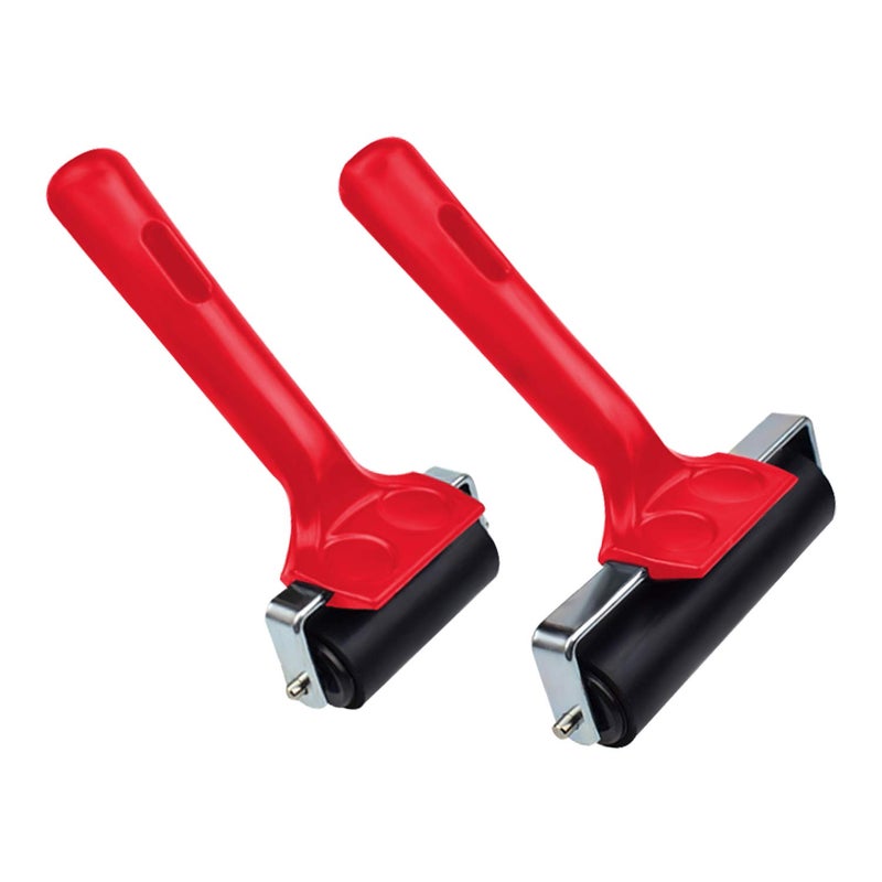 Lainrrew 2 Pcs Rubber Roller, Hard Rubber Brayer Glue Roller for Construction Tools Printmaking Stamping Wallpaper Gluing Application, 3.8" and 2.2" (Black) - Image 1
