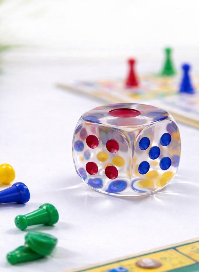 VOLDOT (Pack of 1) Jumbo Dice with Colored Dots, 6-Sided Transparent Gaming Dice for Farkle, Board Games, Casino, Snake and Ladders, Monopoly - Image 1
