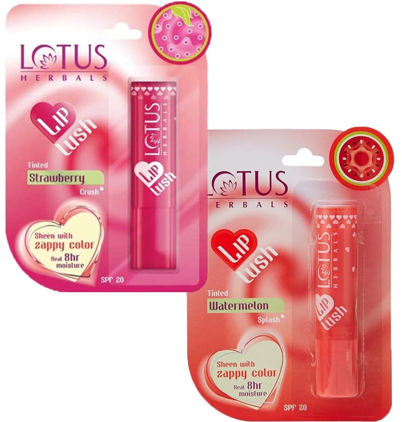 LOTUS HERBALS Lotus Herbals Lip Lush Watermelon Splash 35g Strawberry Crush 35g Set of 2 