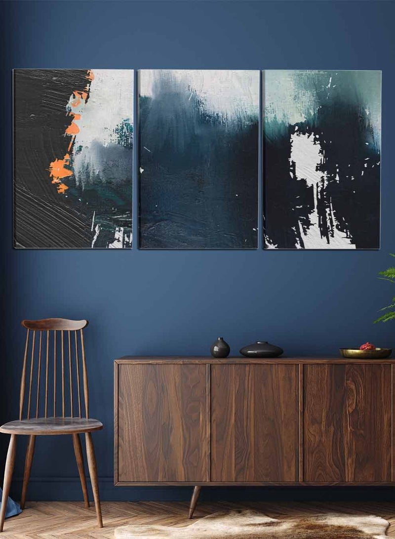 لوحة طقم من ٣ لوحات كانفاس على إطار خشبي، تصميم رسم تجريدي، للمنزل، غرفة المعيشة، المكتب، الديكور - Image 2