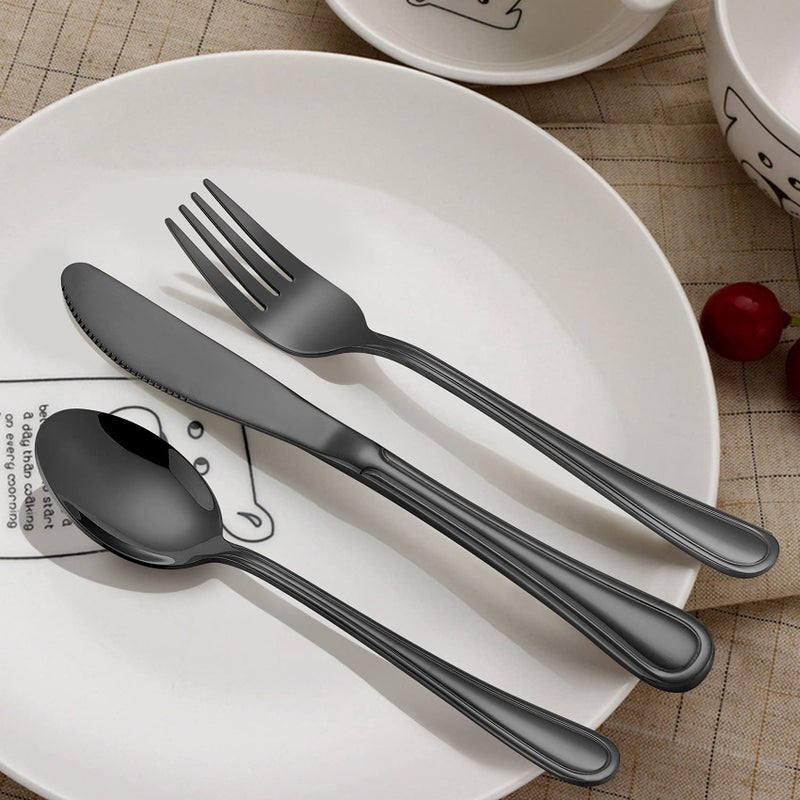 LIANYU 15-Piece Black Kids Silverware Set, Stainless Steel Toddler Utensils Flatware Set, Child Cutlery Tableware Set for 5, Include knife Fork Spoon, Mirror Finished, Dishwasher Safe - Image 2