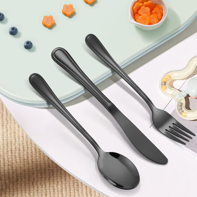 LIANYU 15-Piece Black Kids Silverware Set, Stainless Steel Toddler Utensils Flatware Set, Child Cutlery Tableware Set for 5, Include knife Fork Spoon, Mirror Finished, Dishwasher Safe - Image 5