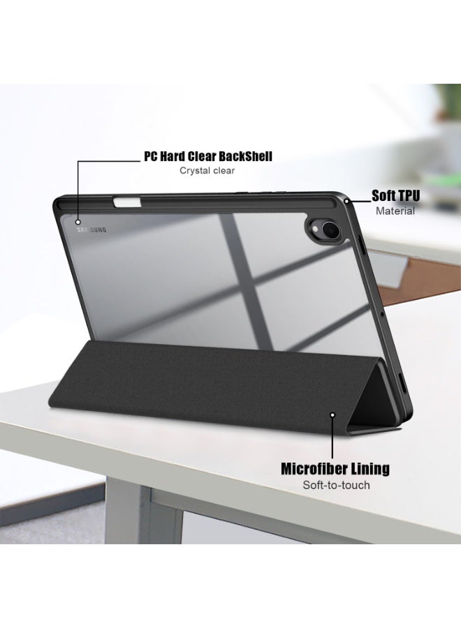 عام vغطاء لسامسونج تاب S11 SM-X730 11 بوصة مع حامل قلم، غلاف خلفي صلب شفاف من البلاستيك الصلب، غلاف ذكي ثلاثي الطي مع حامل لجالاكسي تاب S11، استيقاظ/نوم تلقائي. - Image 2