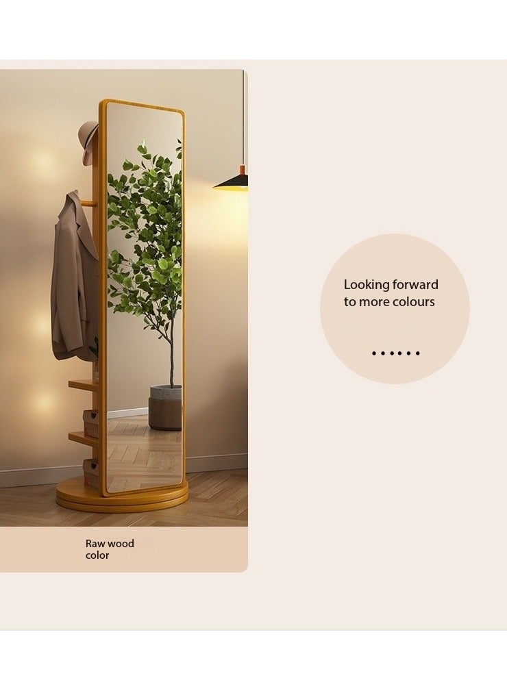 GT-Wheel Floor Mirror With Coat Rack Luxury Modern 360° Rotating Wood Full Body Length Mirror for Living Room and Bedroom - Image 3