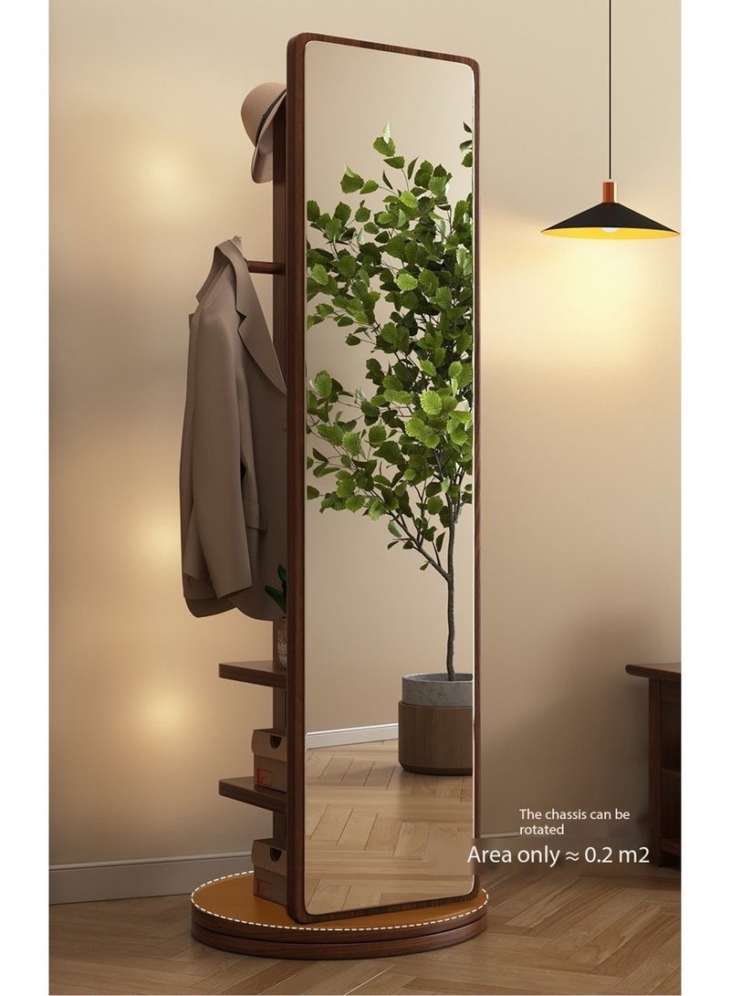 GT-Wheel Floor Mirror With Coat Rack Luxury Modern 360° Rotating Wood Full Body Length Mirror for Living Room and Bedroom - Image 4