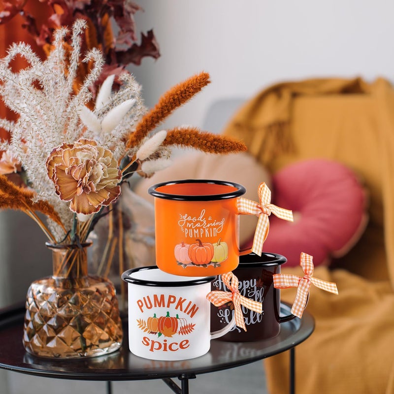 Quera 4 Pcs Fall Thanksgiving Mini Coffee Mug Pumpkin Mini Coffee Cups for Tiered Tray Decor Autumn Centerpieces Farmhouse Kitchen Coffee Bar PartyDecorations Birthday Gift 240ml - Image 3