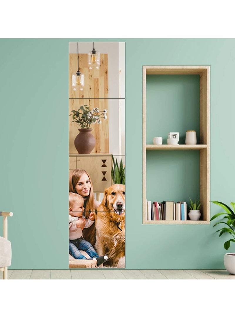 Zikra Full Length Wall Mirror Tiles, 12"x 12" x 4 Pcs Acrylic Mirror Wall-Mounted, Non Glass Safety Mirror Great for Baby Kids Playroom, Used as Dorm Mirror Door Mirror Gym Mirror - Image 5