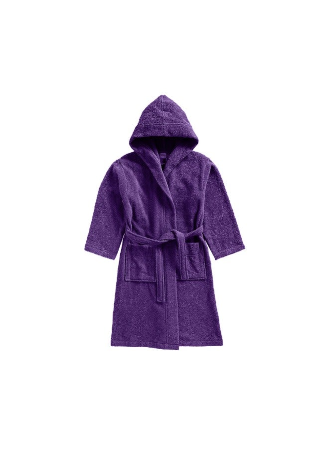 BYFT Daffodil (Purple) Premium 12 yr Kids Hooded Bathrobe Terry Cotton, Highly Absorbent and Quick dry, Hotel and Spa Quality Bathrobe for Boy and Girl-400 Gsm - Image 4