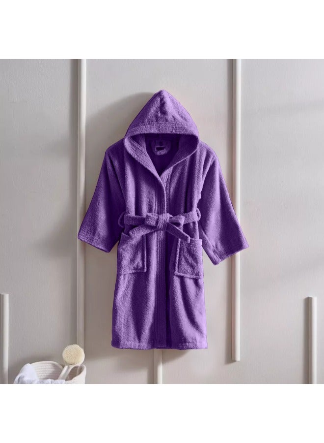 BYFT Daffodil (Purple) Premium 12 yr Kids Hooded Bathrobe Terry Cotton, Highly Absorbent and Quick dry, Hotel and Spa Quality Bathrobe for Boy and Girl-400 Gsm - Image 1