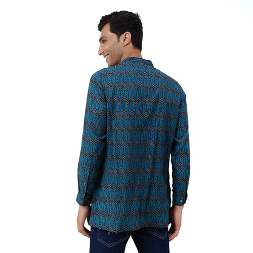 Fabindia Men's Cotton Slim Kurta (20041013_Blue - Image 4