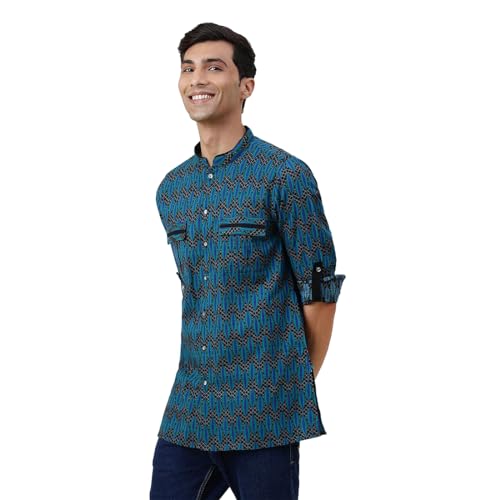Fabindia Men's Cotton Slim Kurta (20041013_Blue - Image 2