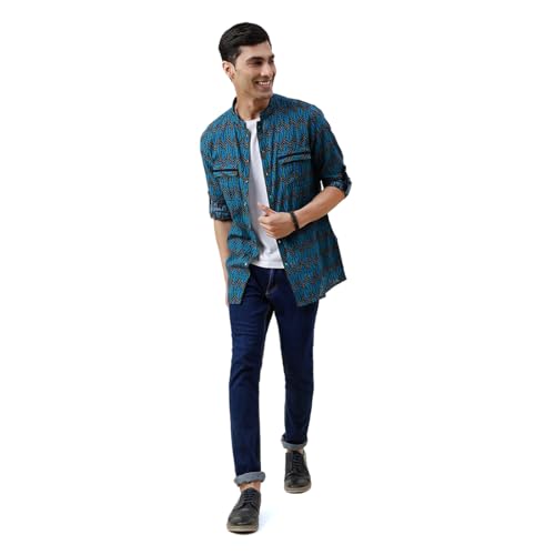 Fabindia Men's Cotton Slim Kurta (20041013_Blue - Image 5