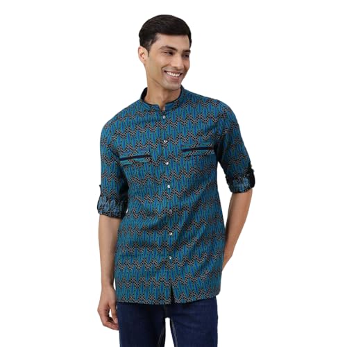 Fabindia Men's Cotton Slim Kurta (20041013_Blue - Image 1