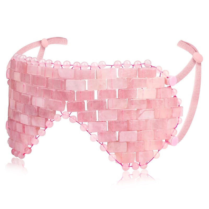 gemshan Quartz Eye Mask Rose Jade Eye Mask Natural Crystal Sleep Mask Eliminate Wrinkles Puffiness Headache and Migraine Relief Mask 2rose quartz