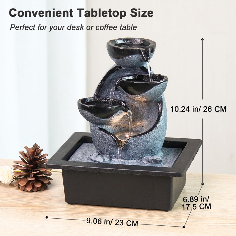 JOINDATAT Indoor Tabletop Water Fountain, Resin Zen Meditation Waterfall Fountain with ON/Off Switch, Indoor Waterfall Feature with Color LED Light for Home Office Decor - Image 2