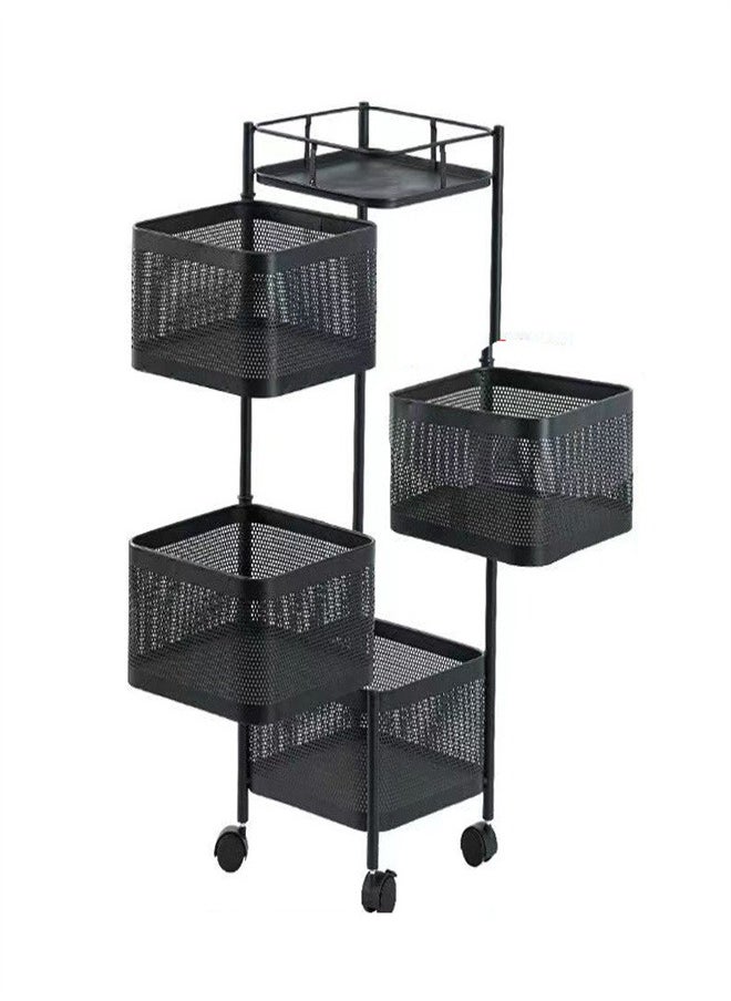 Multi-Layer Kitchen Storage Shelf, Rotating Multi-Layer Kitchen Storage Shelf, Rotatable Steel Rack 4 Movable Wheels Fruit Vegetable Snack Organizer Stand ,Fruit Vegetable Storage Basket, Movable Household Storage Rack for Kitchen Living Room Bathroom Toilet Black 77cm - pzsku/ZE0149B94DF8566926D03Z/45/_/1704959953/dc6ee763-ad6e-4523-a6d0-b03e0678e7c4