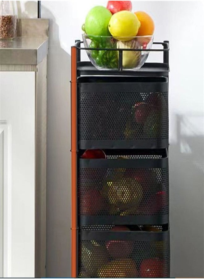 Multi-Layer Kitchen Storage Shelf, Rotating Multi-Layer Kitchen Storage Shelf, Rotatable Steel Rack 4 Movable Wheels Fruit Vegetable Snack Organizer Stand ,Fruit Vegetable Storage Basket, Movable Household Storage Rack for Kitchen Living Room Bathroom Toilet Black 77cm - pzsku/ZE0149B94DF8566926D03Z/45/_/1704959956/1e6beb12-dfe0-4e29-a3f5-7104d02262c5