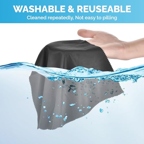 One Tap Only Microfiber Cleaning Cloths 6 Pack – 6x7 Inch Lint‑Free Lens & Screen Cleaner – Eyeglass Camera Phone Tablet TV Cloth – Reusable Scratch‑Free Streak‑Free – 3 Dark Grey & 3 White Individually Wrapped - Image 5