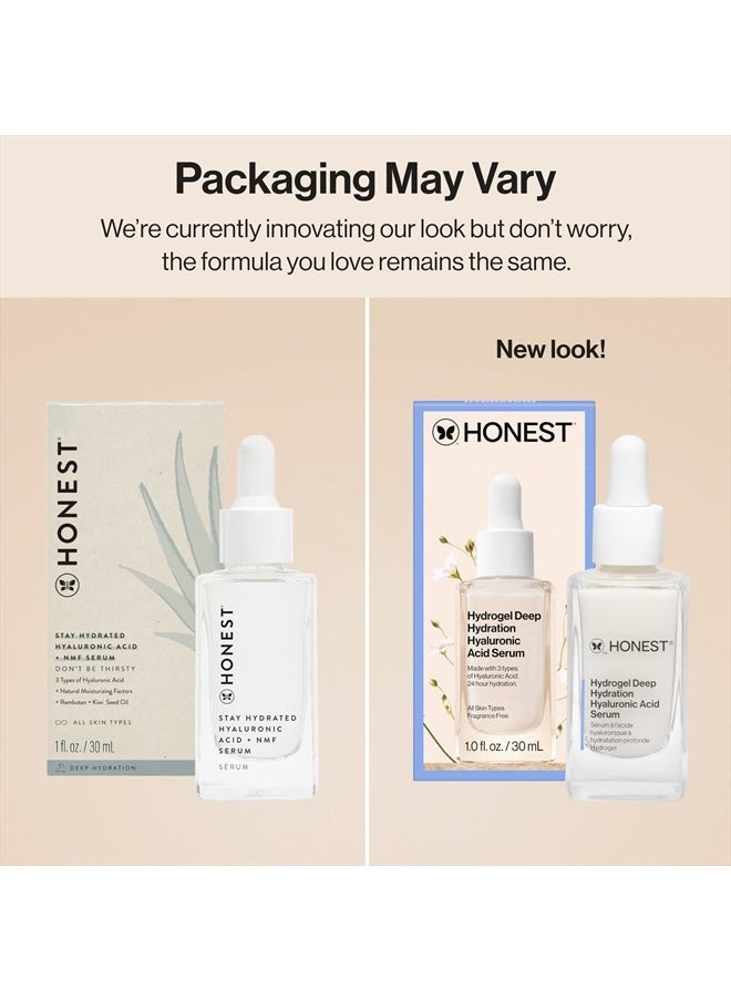 Honest Beauty Stay Hydrated Hyaluronic Acid + NMF Serum | Moisturizes + Reduces Fine Lines | 3 Types of Hyaluronic Acid, NMF, Kiwi Seed Oil | EWG Verified, Vegan + Cruelty Free | 1 fl oz  - Image 2