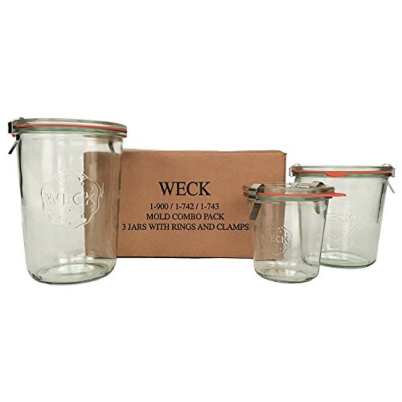 shebeiMold Jar Combo Pack- 1 900, (1) 742, (1) 743, (3) glass lids, (3) rubber rings and (6) clamps - Image 1