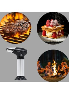 Panvil Premium Butane Torch, Camping Lighter, Professional Kitchen Lighter with Safety Lock and Adjustable Flame, Butane Torch Lighters For Desserts | Camp Fire. | Hiking | BBQ (Silver) Gas Included  - Image 5