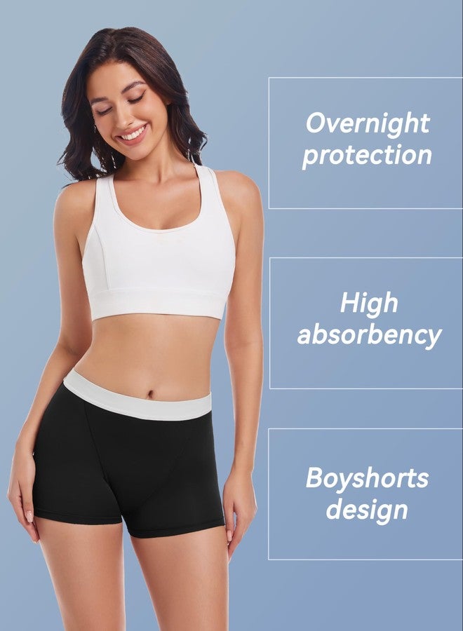 TIICHOO Period Underwear for Women Heavy Flow Leakproof Period Shorts for Day and Night Absorbency Pack of 3(Large, 3 Black - Image 5
