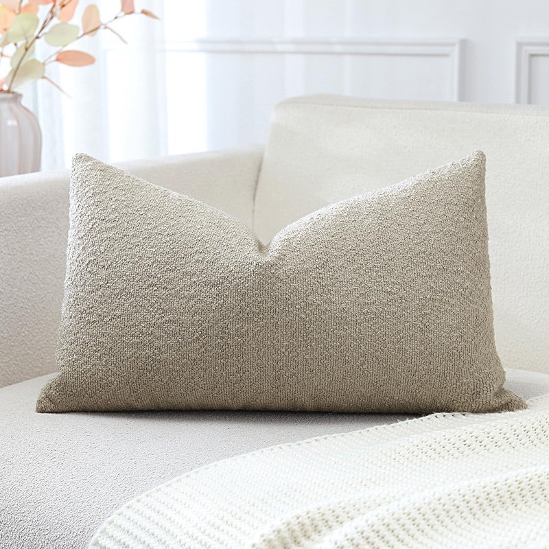 Artscope Pack of 1 Textured Boucle Cushion Covers Lumbar Pillow Cases Cozy Soft Decorative Couch Pillow Covers for Chair Sofa Bedroom Living Room Home Decor 40x60cm Oatmeal