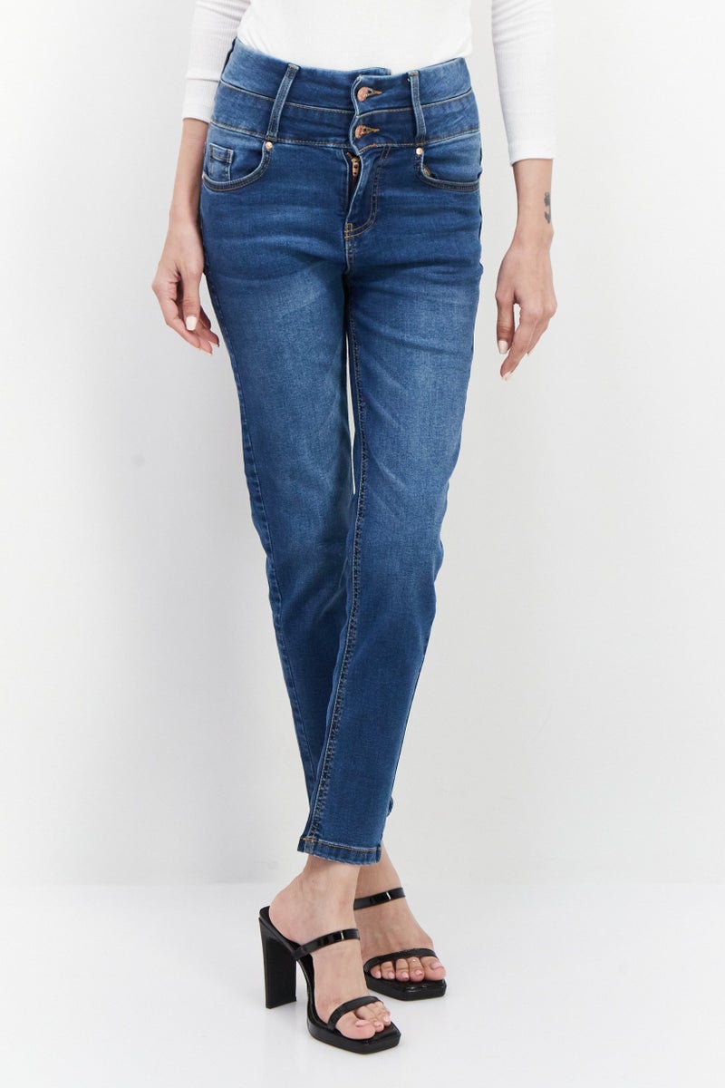 GUESS Women Skinny Fit Solid Stretchable Jeans, Blue - Image 1