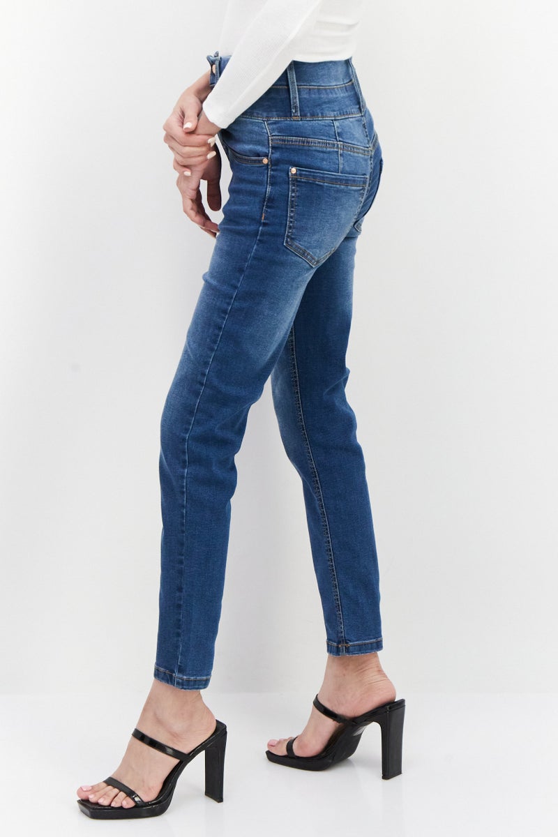 GUESS Women Skinny Fit Solid Stretchable Jeans, Blue - Image 4