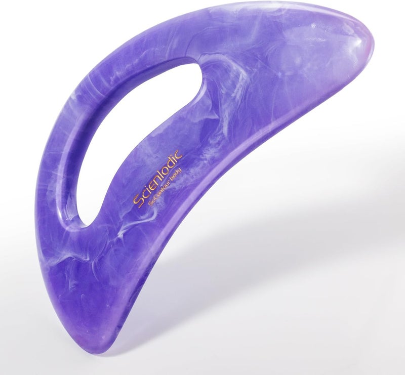 Scienlodic Gua Sha Massage Tool with Handle (Resin) Larger Guasha Body Scraping Tool for Back Legs Neck Massage, Lymphatic Drainage, Cellulite Remove - Large Light Purple - Image 1