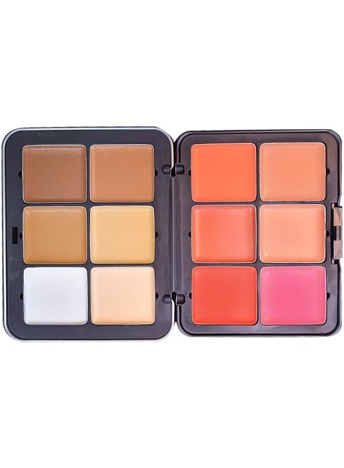 Ultra Concealer and Blusher Cream Palette, Multi-Shade Cream Blush and Concealer Set, 12 Colors - Image 2