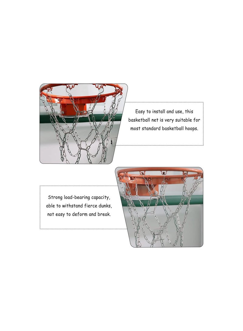 GGOOT Heavy Duty Basketball Replacement Chain Net Steel Chain Basketball Net Standard Galvanized Steel Chain Basketball Net Rust Proof Easy to Install for Indoor Outdoor Basketball Hoop  - Image 3