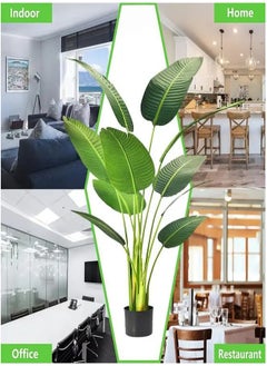 Snooe 160 CM Artificial Bird of Paradise Plant: A faux palm tree perfect for indoor or outdoor modern decoration. It comes in a pot, making it an ideal housewarming gift for home or office.  - Image 3