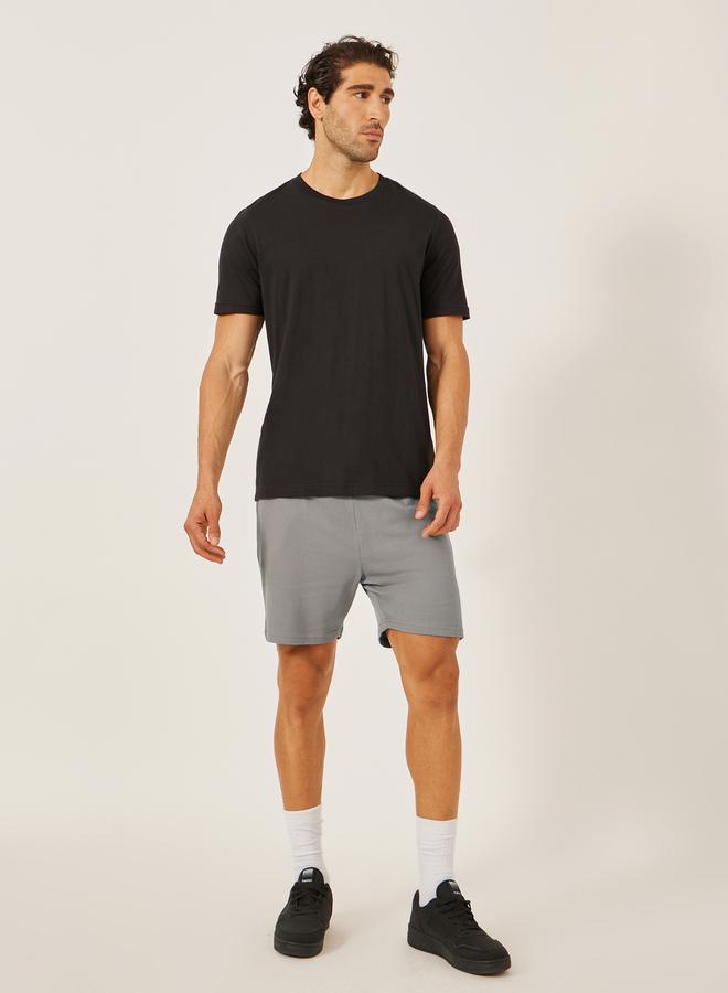 Styli Men Grey Regular Fit Waffle Knit Shorts - Image 2