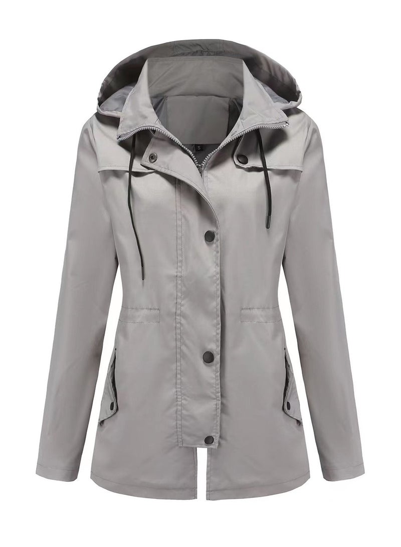 Loquat Autumn Winter Women's Hooded Windbreaker Casual Coat  - Image 1