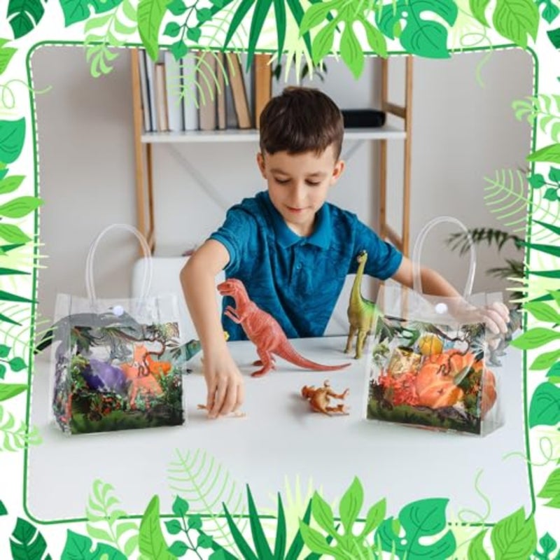 24 Pcs Reptile Party Favor Reptile Swamp Clear PVC Gift Bags with Handle Lizards Turtles Snakes Crocodiles Treat Bags for Wildlife Jungle Animal Party Supplies - Image 5
