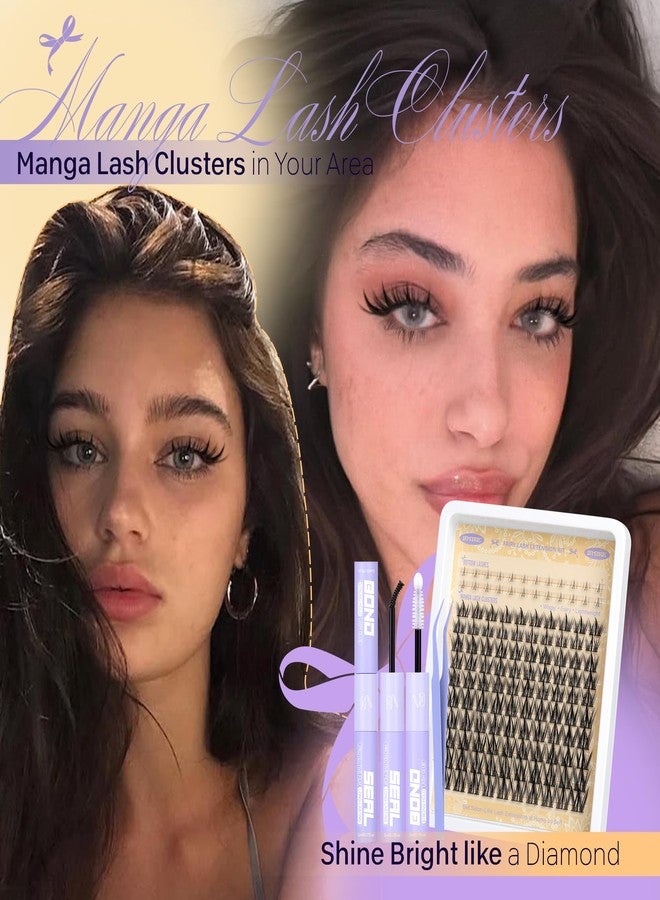 JIMIRE Wispy Lash Extension Kit Manga Eyelash Clusters 10-16MM Fairy Eyelash Extension Kit with Lash Bond and Seal Spiky Lash Clusters Kit with Bottom Lashes - Image 5