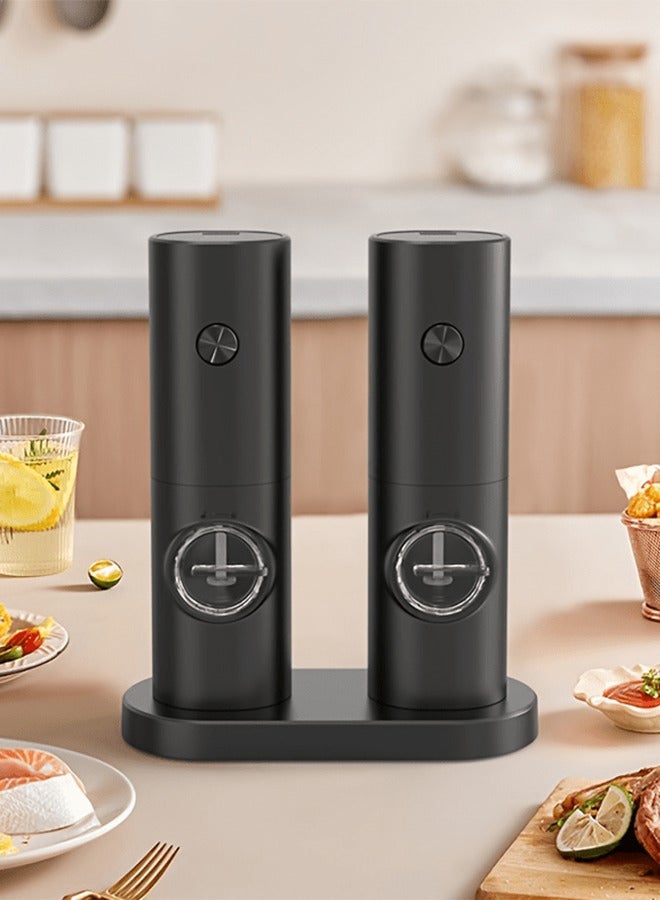 Electric Salt and Pepper Grinder Set (2 Pack), One Hand Adjustable Coarseness, Battery Powered with Stand, Seasoning Tools for Kitchen BBQ - Image 3