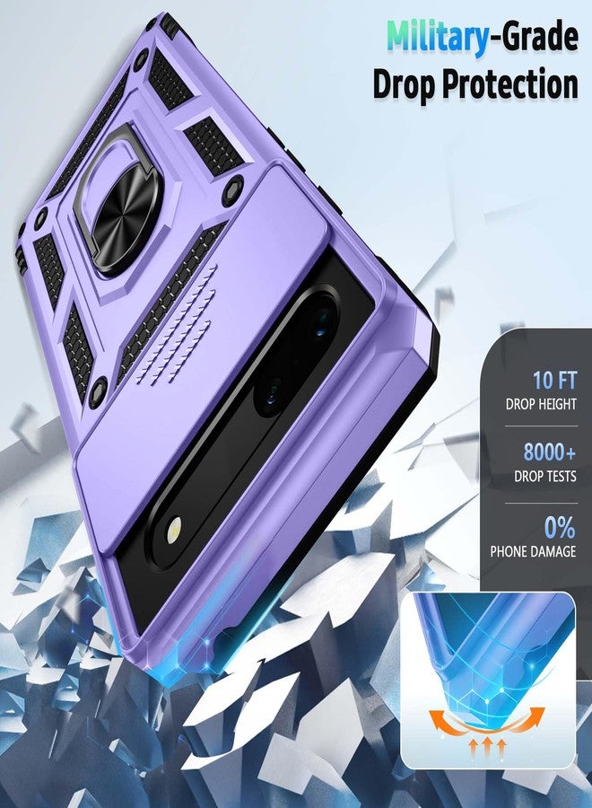 WEYCOLOR for Google Pixel 6A Case with Camera Lens Cover HD Screen Protector, 10 FT Military Grade Drop Protection, Magnetic Ring Holder Kickstand Protective Phone Case,Lavender - Image 4