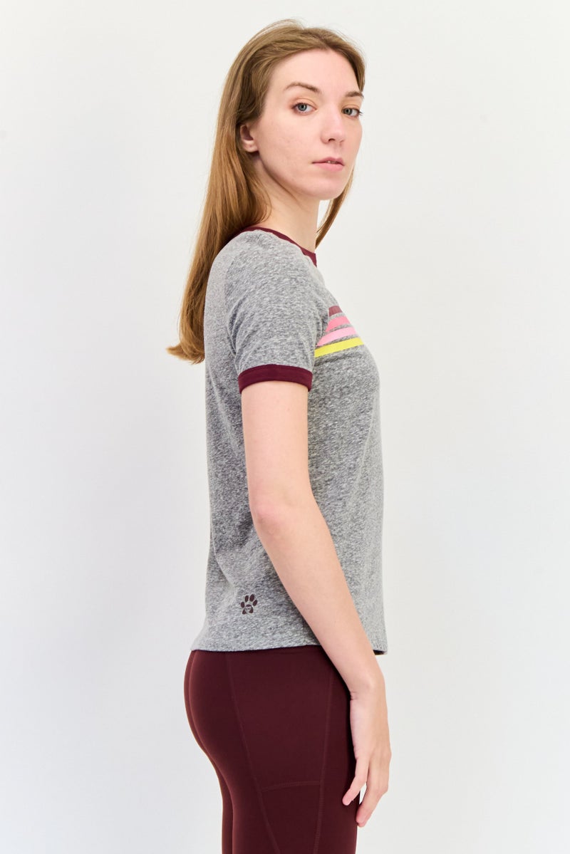 SKECHERS Women Sportswear Fit Short Sleeves Outdoor T-Shirt, Heather Grey - Image 2
