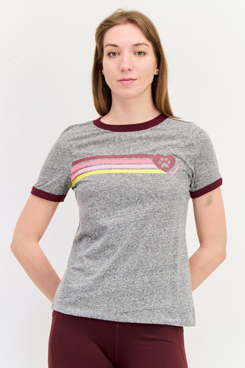 SKECHERS Women Sportswear Fit Short Sleeves Outdoor T-Shirt, Heather Grey - Image 1