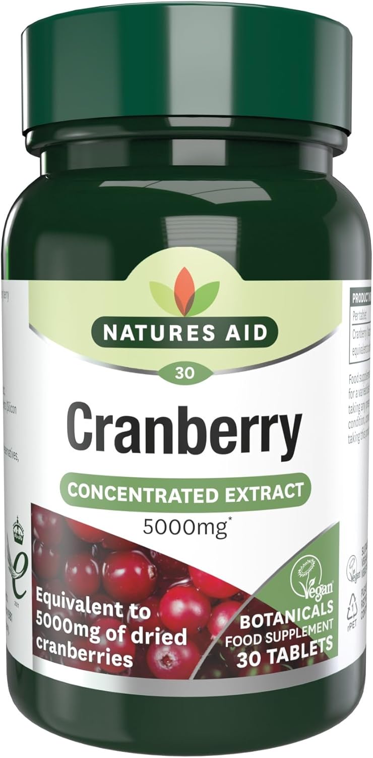 Natures Aid Cranberry Tablets 200mg High Strength Supplement for Urinary Tract Support Bladder Health Antioxidant Protection Vegan Gluten Free NonGMO 30 Tablets for Women Men - Image 1