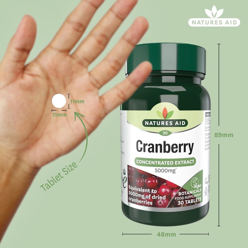 Natures Aid Cranberry Tablets 200mg High Strength Supplement for Urinary Tract Support Bladder Health Antioxidant Protection Vegan Gluten Free NonGMO 30 Tablets for Women Men - Image 3