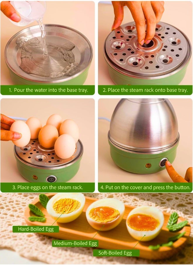 Chase Up Electric Egg Boiler, Rapid Egg Cooker with Auto Shut Off for Soft, Medium, Hard Boiled, Poached,Omelet Maker, Steamed Eggs and Vegetables, Stainless Steel Tray with 7-Egg Capacity  - Image 2