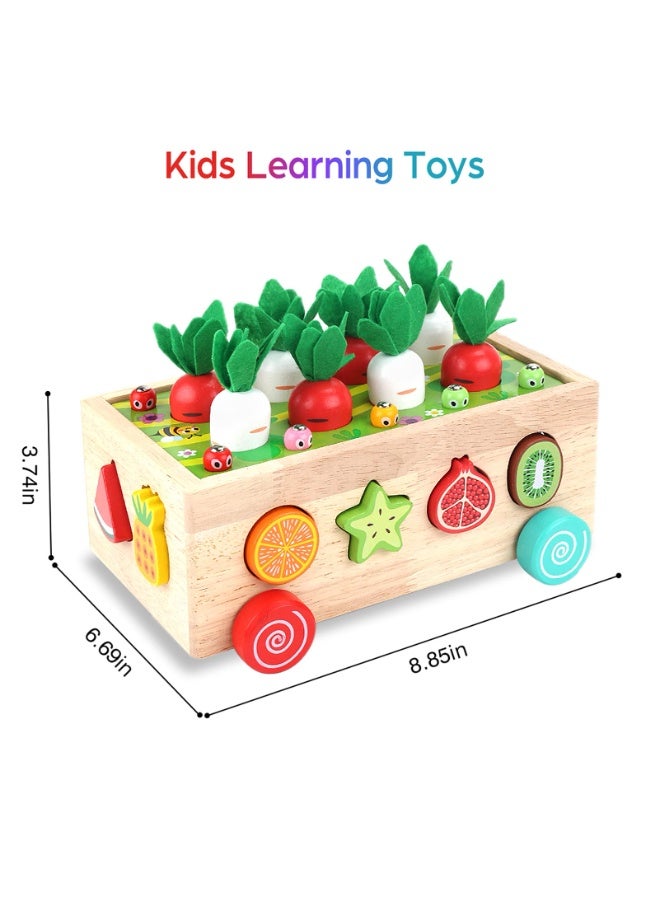 هالامودو سيارة ذكاء البستان، لعبة أطفال تربوية سحب خشب الفجل لبنات البناء، شكل متعة الطفل لعبة مطابقة، صيد الفجل، صيد الأسماك، صيد الحشرات، مطابقة الحيوانات، وسحب العربة، مناسبة للأولاد والبنات كهدايا لعبة أو هدايا حفلة، تعزيز التفاعل بين الوالدين والطفل، ثقافة قدرات الطفل في اليد، القدرة على التركيز، والتنسيق بين العين واليد - Image 2