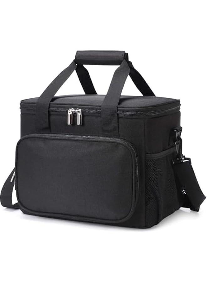 HOOKOR Insulated Lunch Bag for Women/Men - Reusable Lunch Box for Office Picnic Hiking Beach - Leakproof Cooler Tote Bag Organizer with Adjustable Shoulder Strap for Adults (Black)  - Image 1