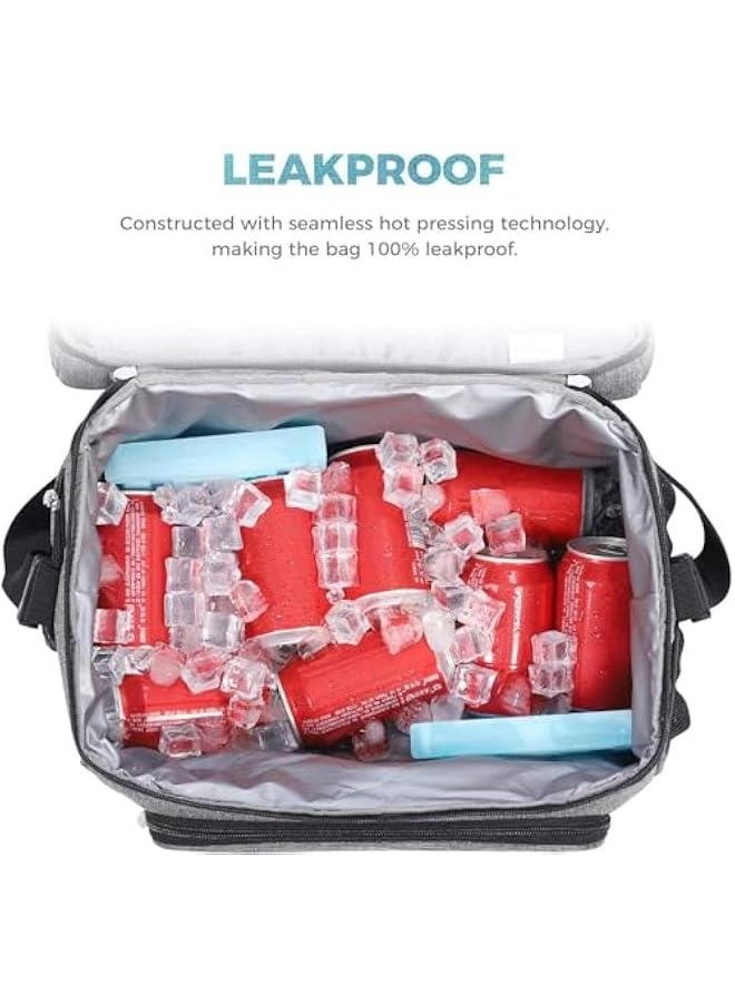 HOOKOR Insulated Lunch Bag for Women/Men - Reusable Lunch Box for Office Picnic Hiking Beach - Leakproof Cooler Tote Bag Organizer with Adjustable Shoulder Strap for Adults (Black)  - Image 5