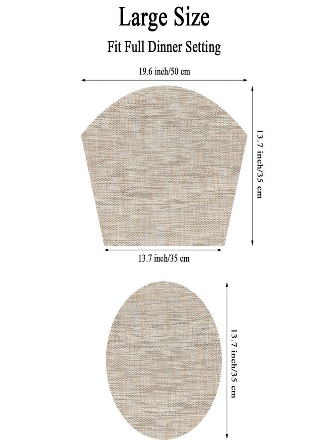 SHACOS Large Size Wedge Shape Placemats with Centerpiece Round Mat Set of 5 Round Table Place Mats Washable Dining Table Placemats Reversible, Beige - Image 2