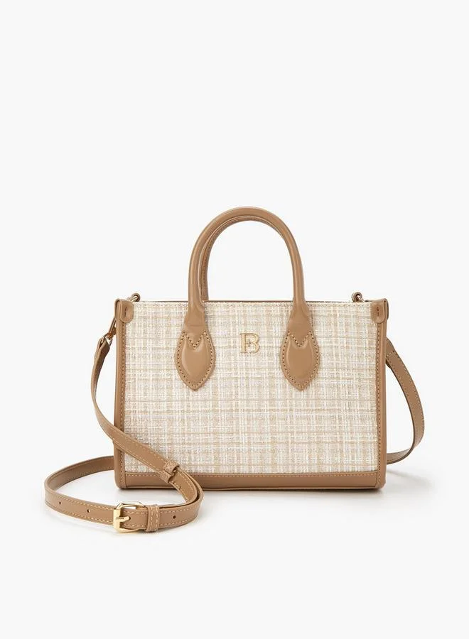 Flora Bella By Shoexpress Textured Tote Bag with Detachable Strap and Zip Closure